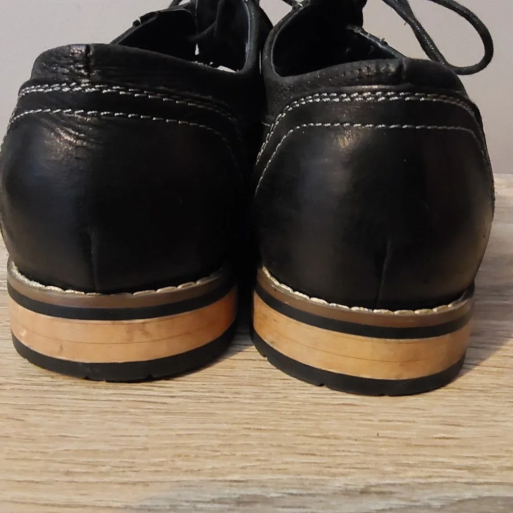 Steve Madden Mens Cherp Derby Dress Shoes 10.5‎ Black Leather Perforated Lace Up
